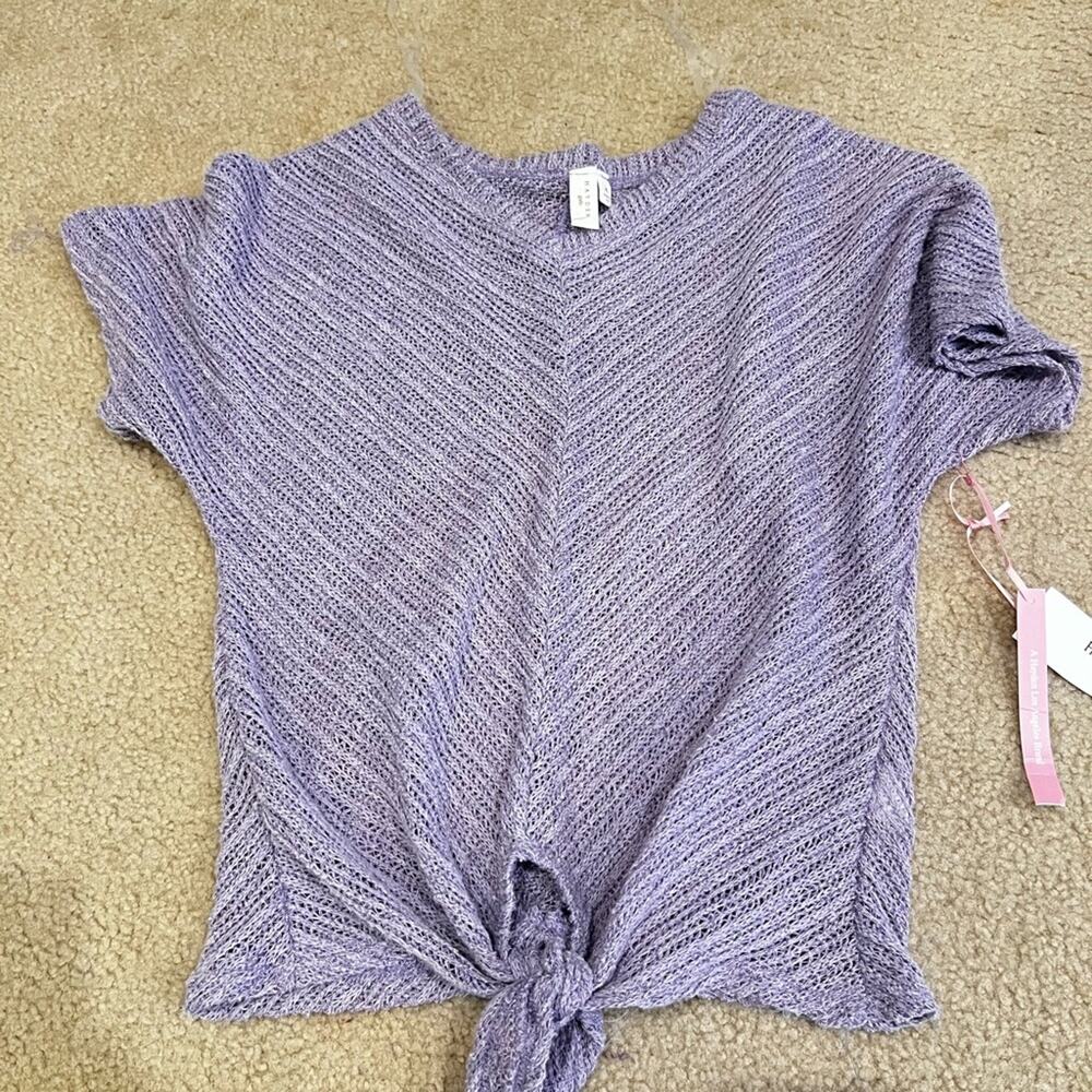NWT Hayden Girls purple short sleeved sweater, size XL (14/16)